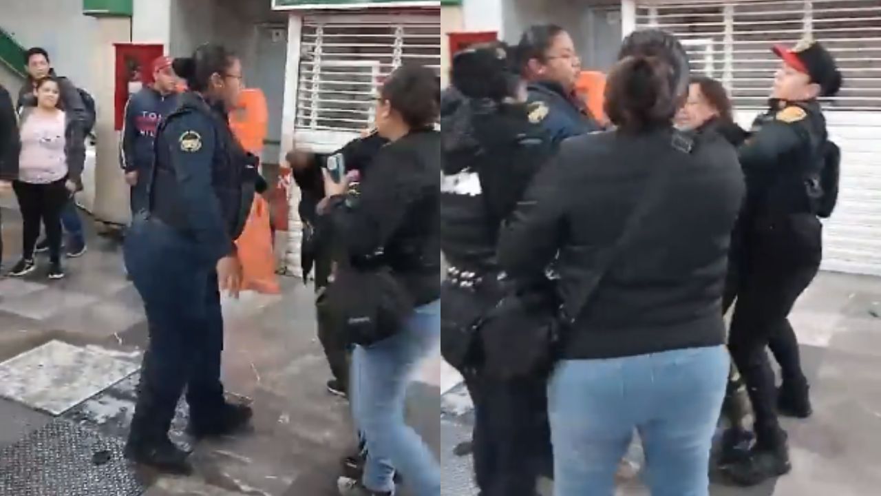 Policías y vendedores ambulantes se pelean a golpes en metro Chabacano