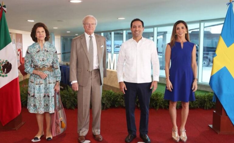 Mauricio Vila recibe a reyes de Suecia en Yucatán