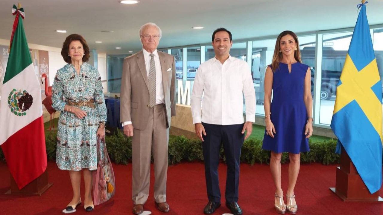 Mauricio Vila recibe a reyes de Suecia en Yucatán