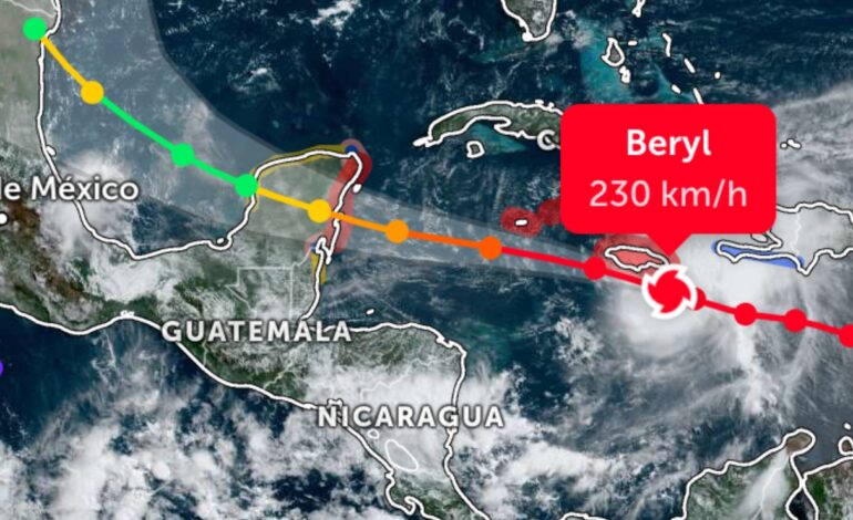 ‘Beryl’ se dirige a la Península de Yucatán como huracán categoría 3